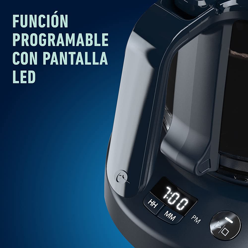 Cafetera Oster Negra Sistema Programable con Reloj Digital de 12 Tazas