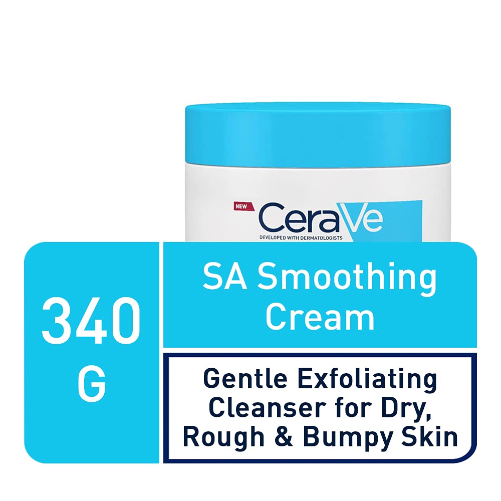 CeraVe Crema Alisadora Anti-Rugosidades con Fórmula Exfoliante para Piel Seca, Áspera y Rugosa 340gr + Limpiadora Hidratante |473ml| Limpiador facial diario para piel seca | Libre de fragancia