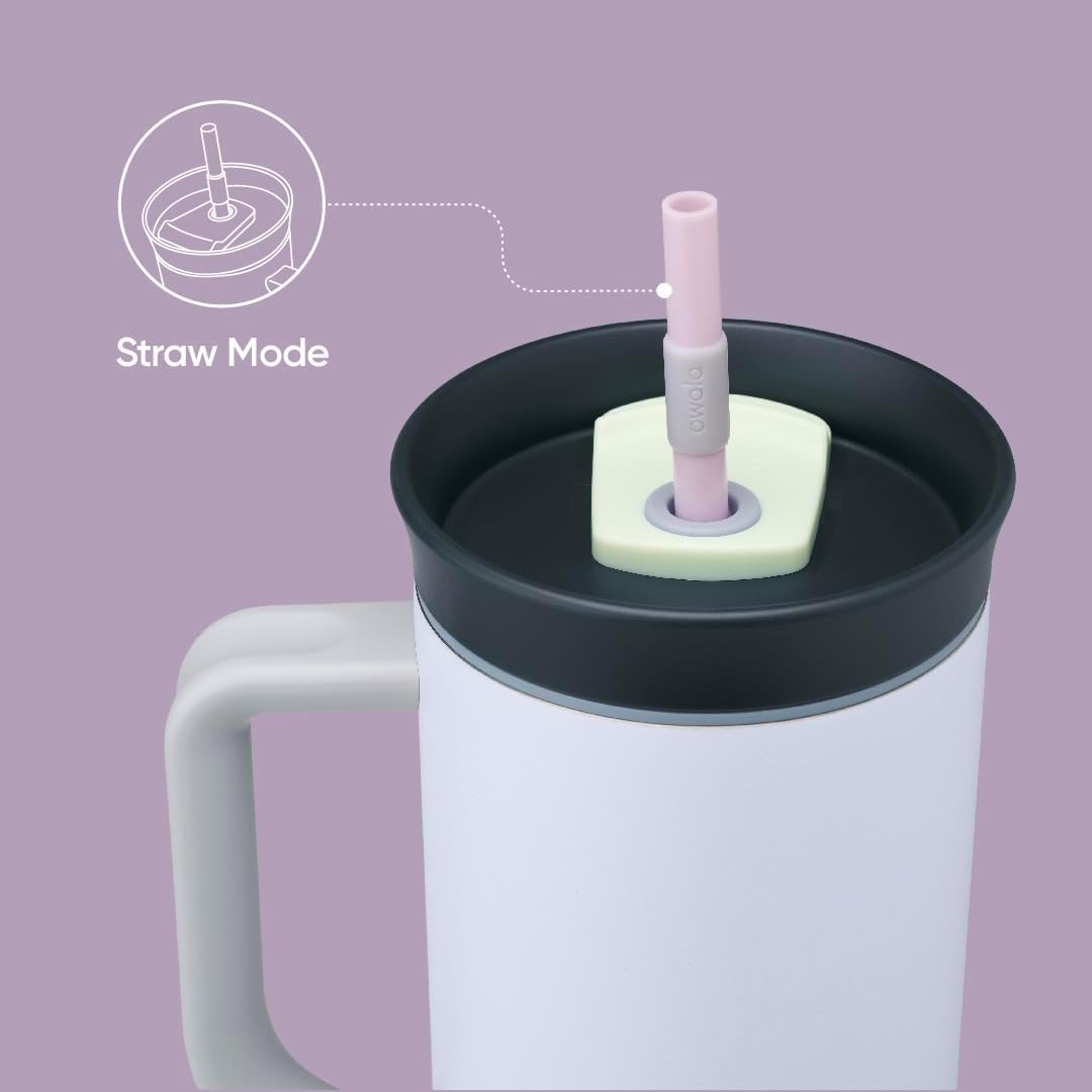 Vaso de Viaje Owala Púrpura Triple Capa Aislada con Tapa Resistente a Derrames y Asa