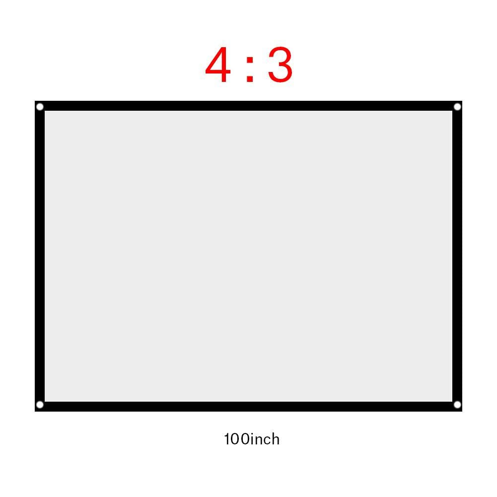 S erounder Pantalla de portátil de 60-100 Pulgadas, Pantalla de proyección de poliéster sin Arrugas HD 4: 3 Plegable con ángulo de visión Visual para Cine en Interiores y