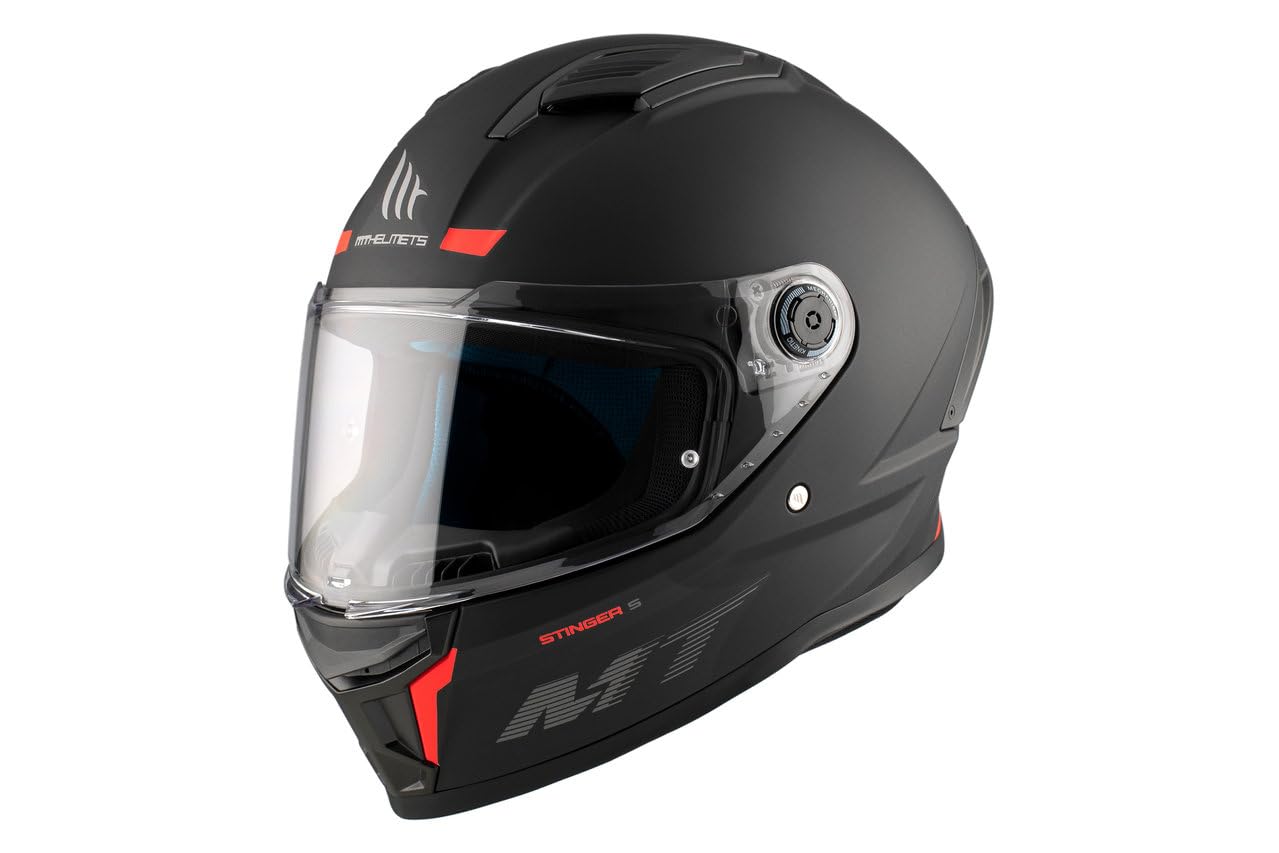 MT HELMETS Casco Stinger 2 Negro Mate Integral Deportivo para Moto CERTIFICACIÓN Dot Y ECE (S)