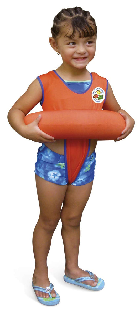 Chaleco de Aprendizaje Poolmaster Naranja con Entrenador de Tubo Ajustable para Niños de 3 a 6 Años