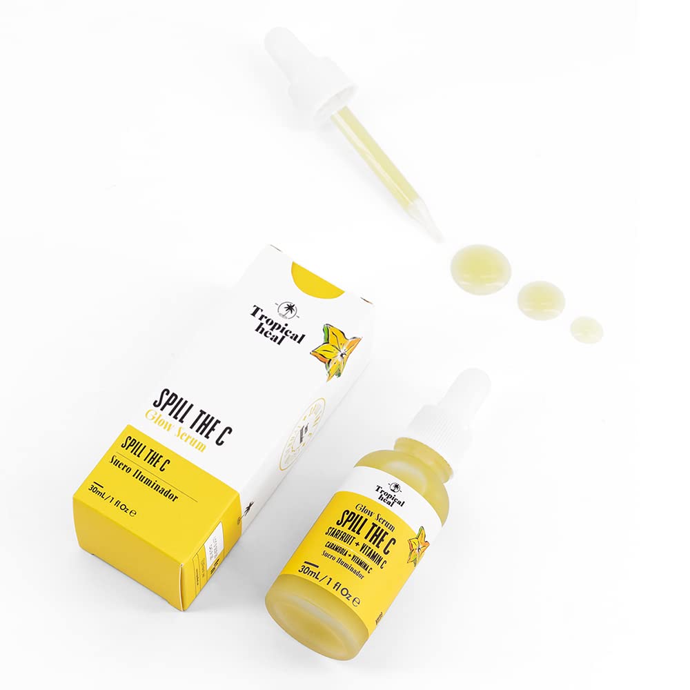 Tropical Heal - Spill The C Serum Facial Vitamina C Iluminador Antioxidante con Carambola y Ácido Ascórbico 10% - Piel Radiante y Suave, 30 ml