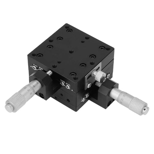 Keenso SEMY60-AC Micrómetro lineal de precisión manual de traducción lineal de desplazamiento de etapa de desplazamiento de rodamiento de recorte de mesa deslizante Rodillo cruzado XY Eje 60 x 60 x 40