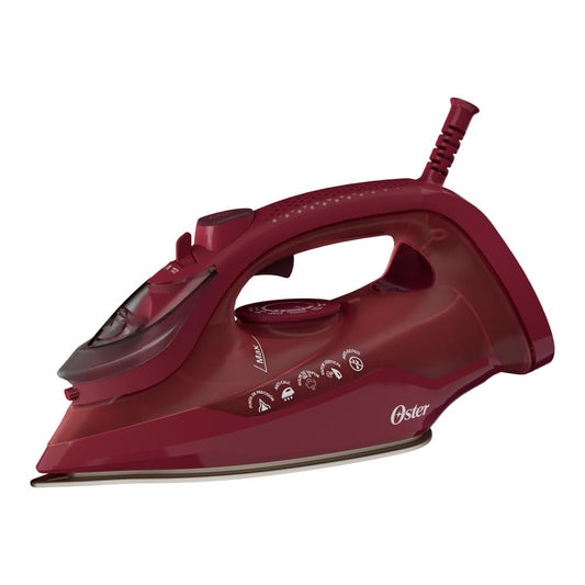 Oster Plancha de Vapor, AeroGlide S7200, con Golpe de Vapor 180 g/min, Recubrimiento Metálico Cerámico, Suela con más Cobertura, Tecnología Aeroceramic, Antigoteo, Rojo, GCSTAC7201-013