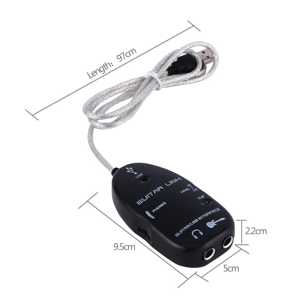 Crisis Interfaz Easy Link Guitar Link, Adaptador de Guitarra con Cable de Interfaz, Cable de Guitarra a USB USB Guitar Link para PC Adaptador de grabación Aprendizaje y práctica