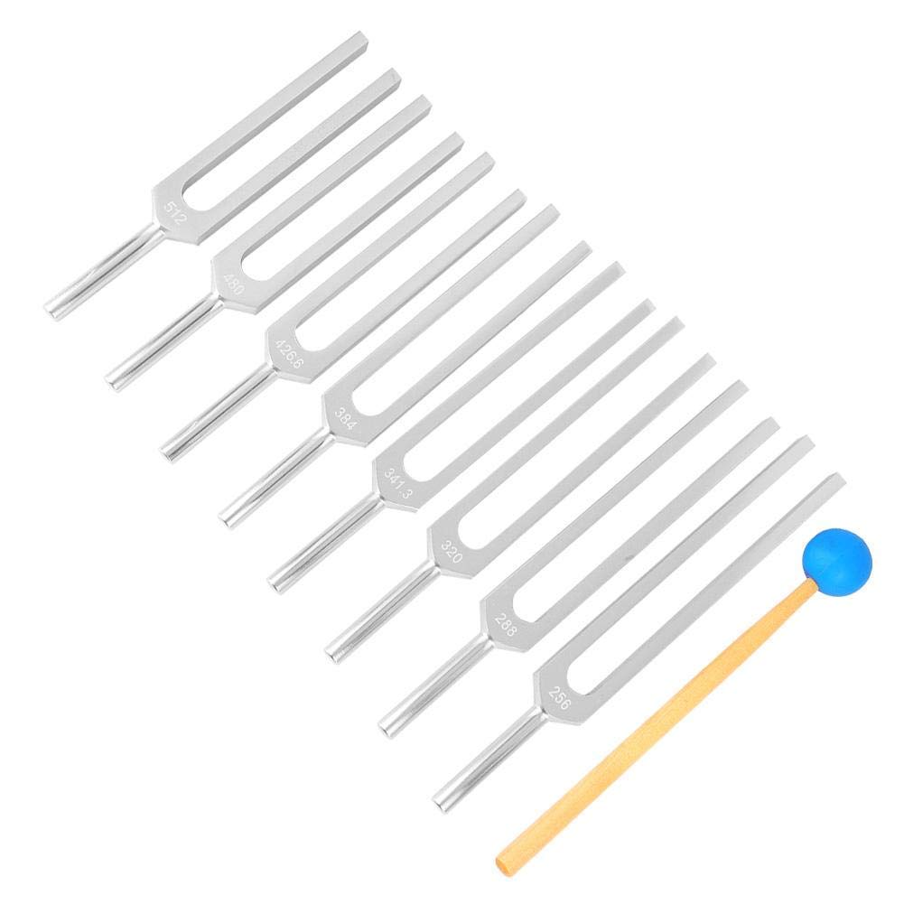 Juego de diapasones, instrumentos de diapasón de aleación de aluminio, neurológicos 8 diapasones de diferentes frecuencias, 256,288,320,341.3,384,426.6,480,512Hz