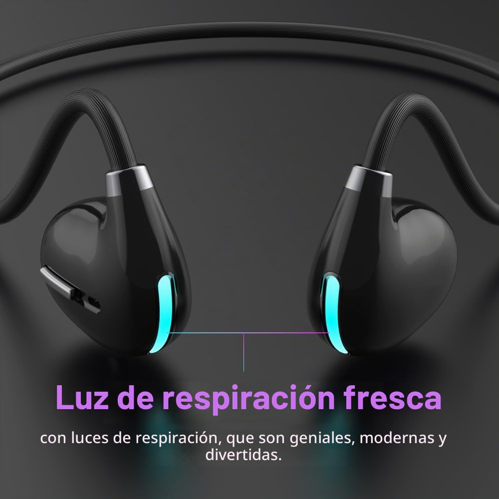 Audífonos Inalámbricos Bluetooth IPX4 Negro Conducción Aérea Cancelación de Ruido para Deportes