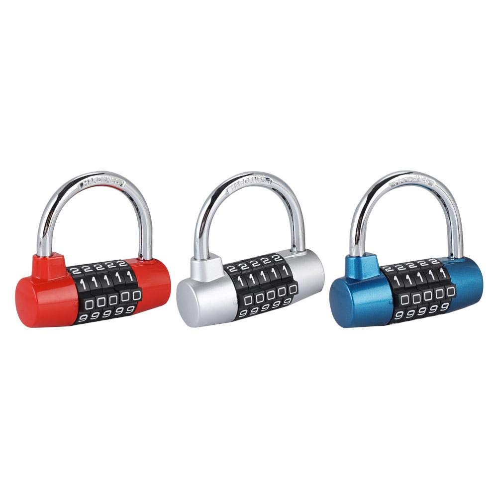 Candado de 5 dígitos, Cerradura de casillero Aleación de zinc, U forma de Cerradura Combinación de Puerta Maleta para gimnasio, Escuela, Hogar, Oficina, Viajes, Gabinete, Bicicleta(azul)