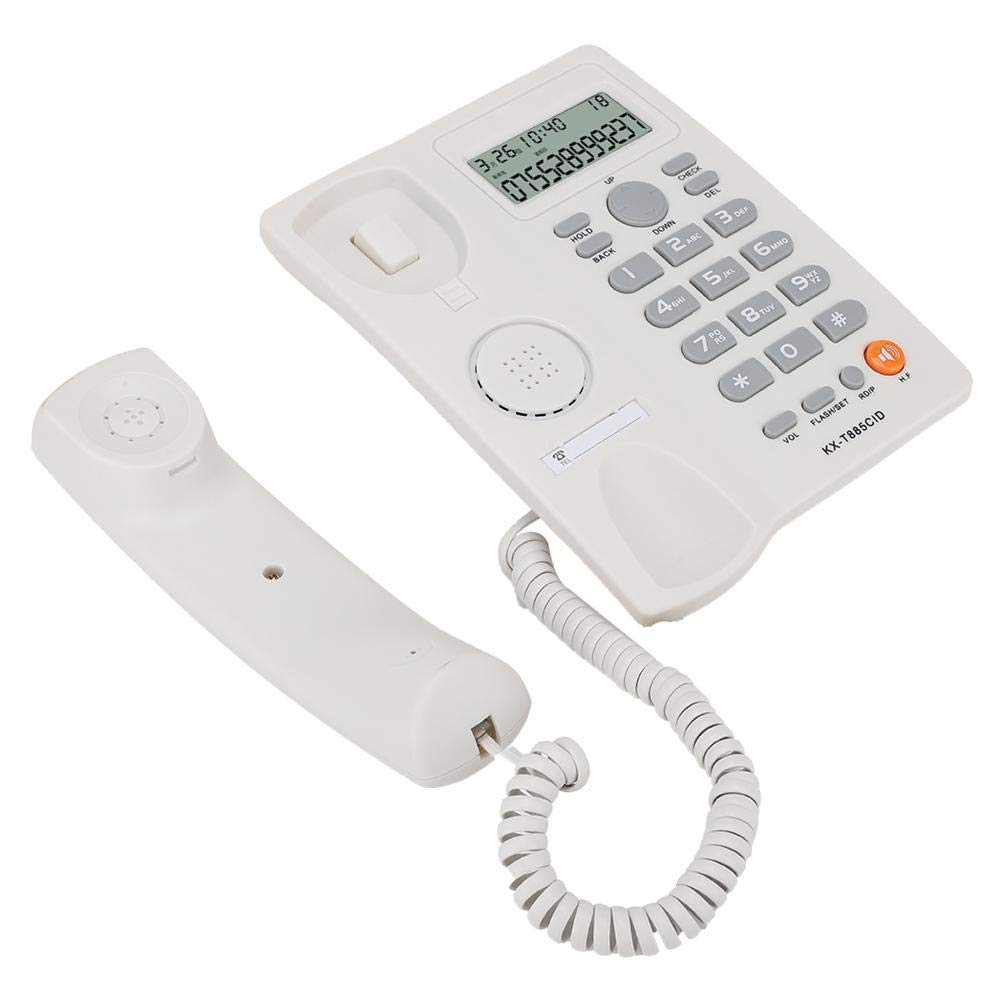 Teléfono del Hotel Identificador de Llamadas Teléfono Llamadas Manos Libres Oficina en el Hogar Teléfono Fijo del Hotel Inglés(Blanco)