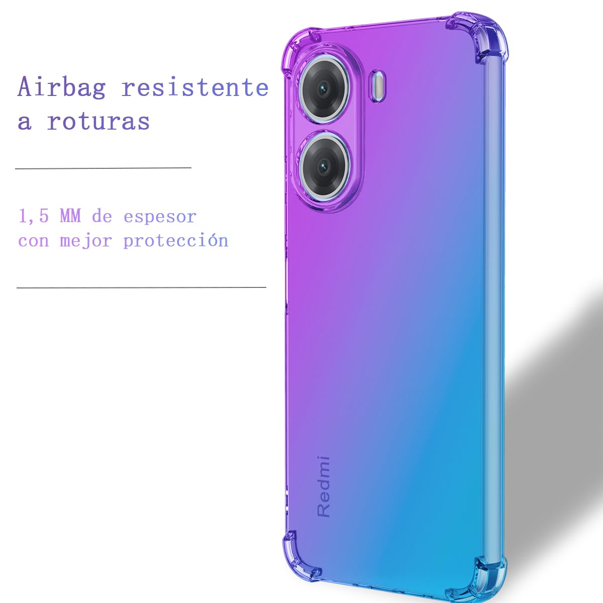 DABUNA Funda para Xiaomi Poco X7 Pro 5G Case,Transparente Colores Degradados Protectora de Cámara Anticaída Carcasa Bumper(Púrpura Azul)