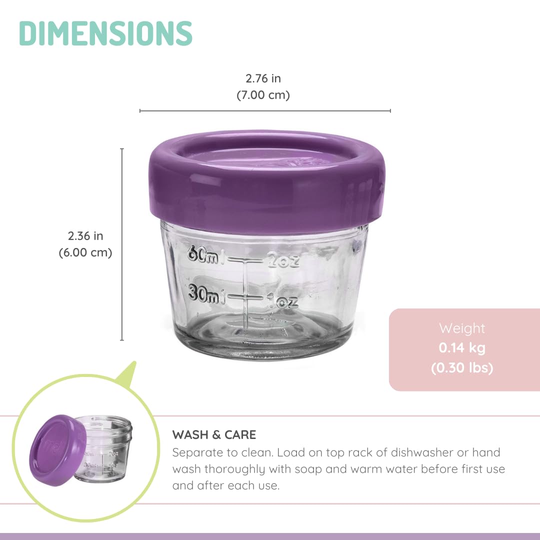 Frascos de vidrio para almacenar alimentos, paquete de 6 (4 oz) con tapas herméticas y a prueba de fugas, sin BPA y ecológicos, aptos para microondas, congelador y lavavajillas, recipientes para