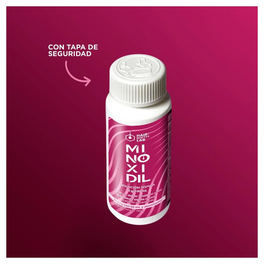 Solución Tópica Minoxidil Hair Birth Lab Transparente Sin Aroma para Mujer 60 ml 3 Pack