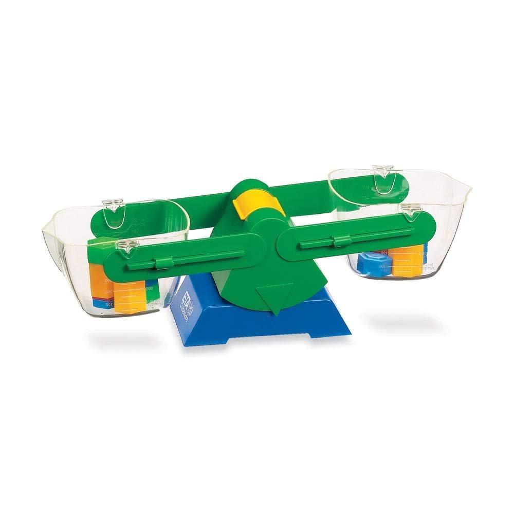 hand2mind Balanza de plástico para niños de 5 a 8 años, Forma práctica de Aprender sobre el Peso y la medición, 2 Cubos Transparentes de 1/2 litro con boquillas para Verter fácilmente (Juego de 1)