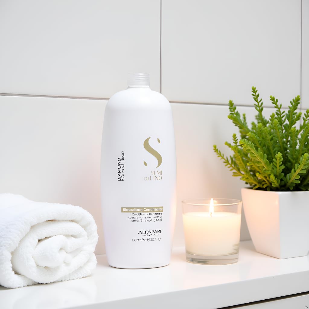 Alfaparf Milano Semi Di Lino Diamond Shine Illuminating Hair Conditioner - Sulfate Free - For Normal Hair - Safe on Color Treated Hair - Paraben and Paraffin Free -Professional Salon Quality