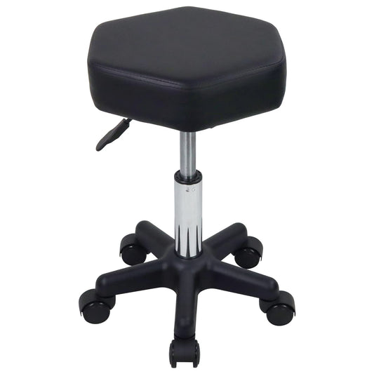 FURWOO - Taburete hexagonal con ruedas ajustable en altura con ruedas para salón de spa, masaje, color negro