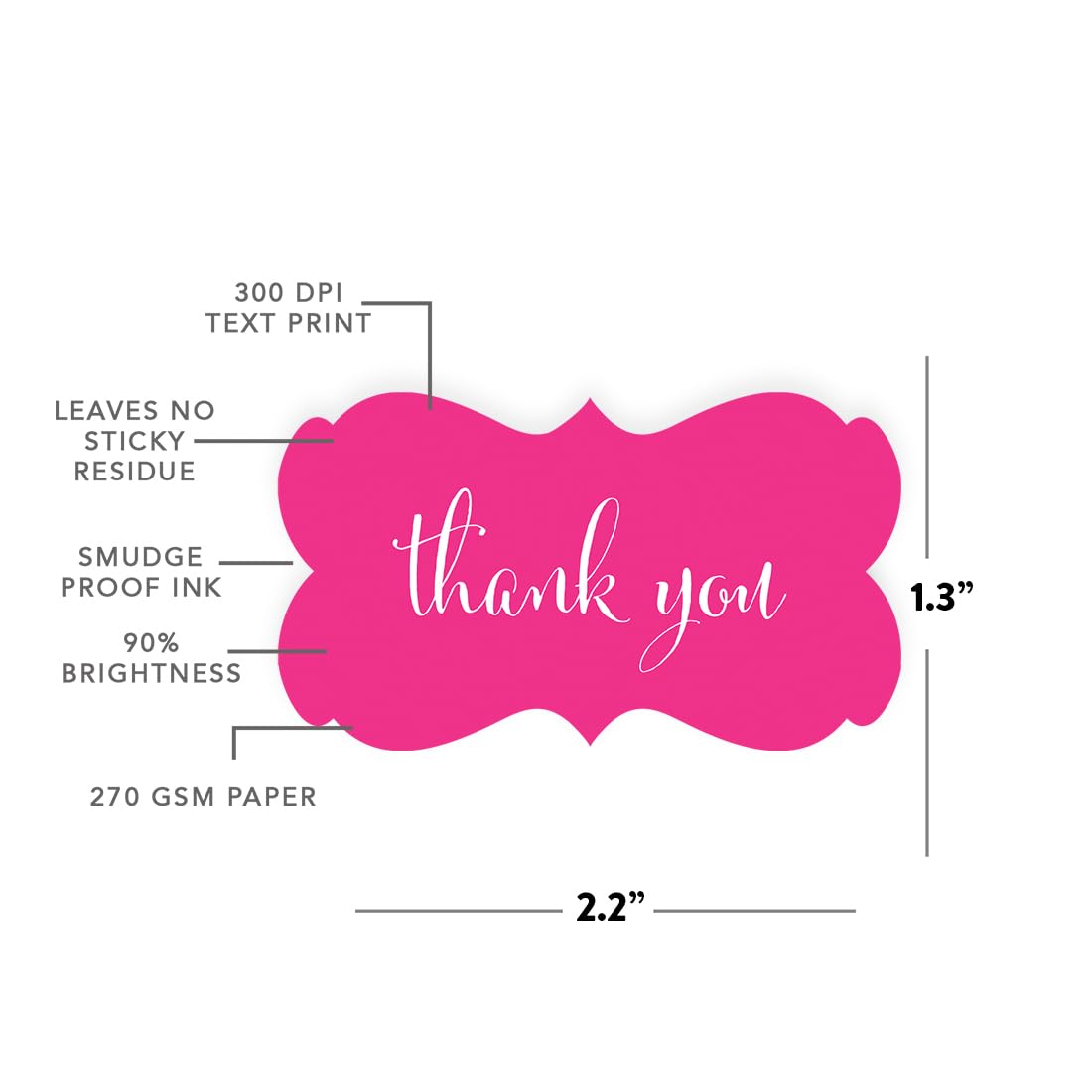 Andaz Press Etiqueta para sobre , Thank You Fucsia, 1, 36.00