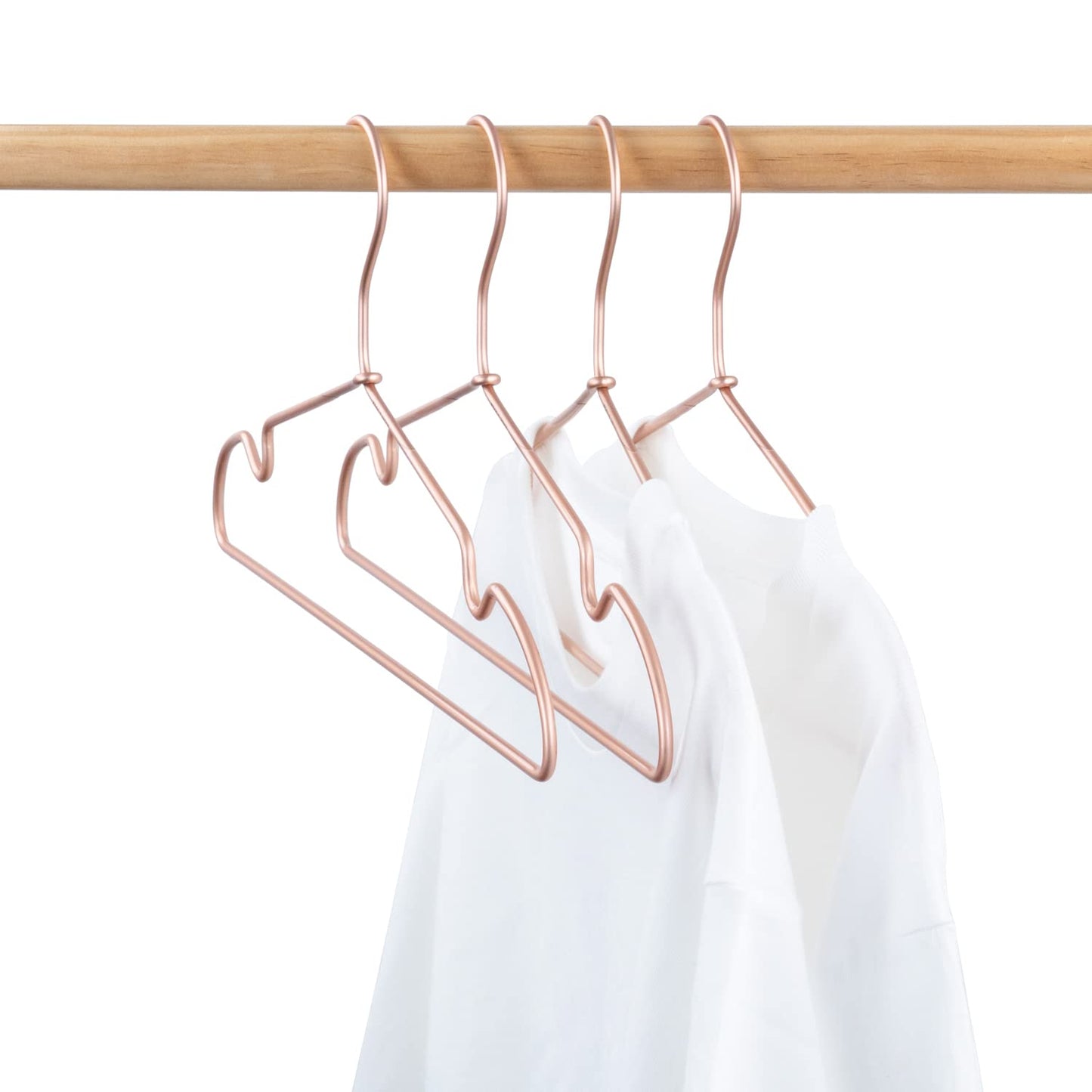 KOOBAY - Perchas de ropa antideslizantes de 12.5 pulgadas, alambre de cobre dorado rosa para niños, paquete de 30 divisores de clóset de bebé para guardería, pantalones, organizador de exhibición para