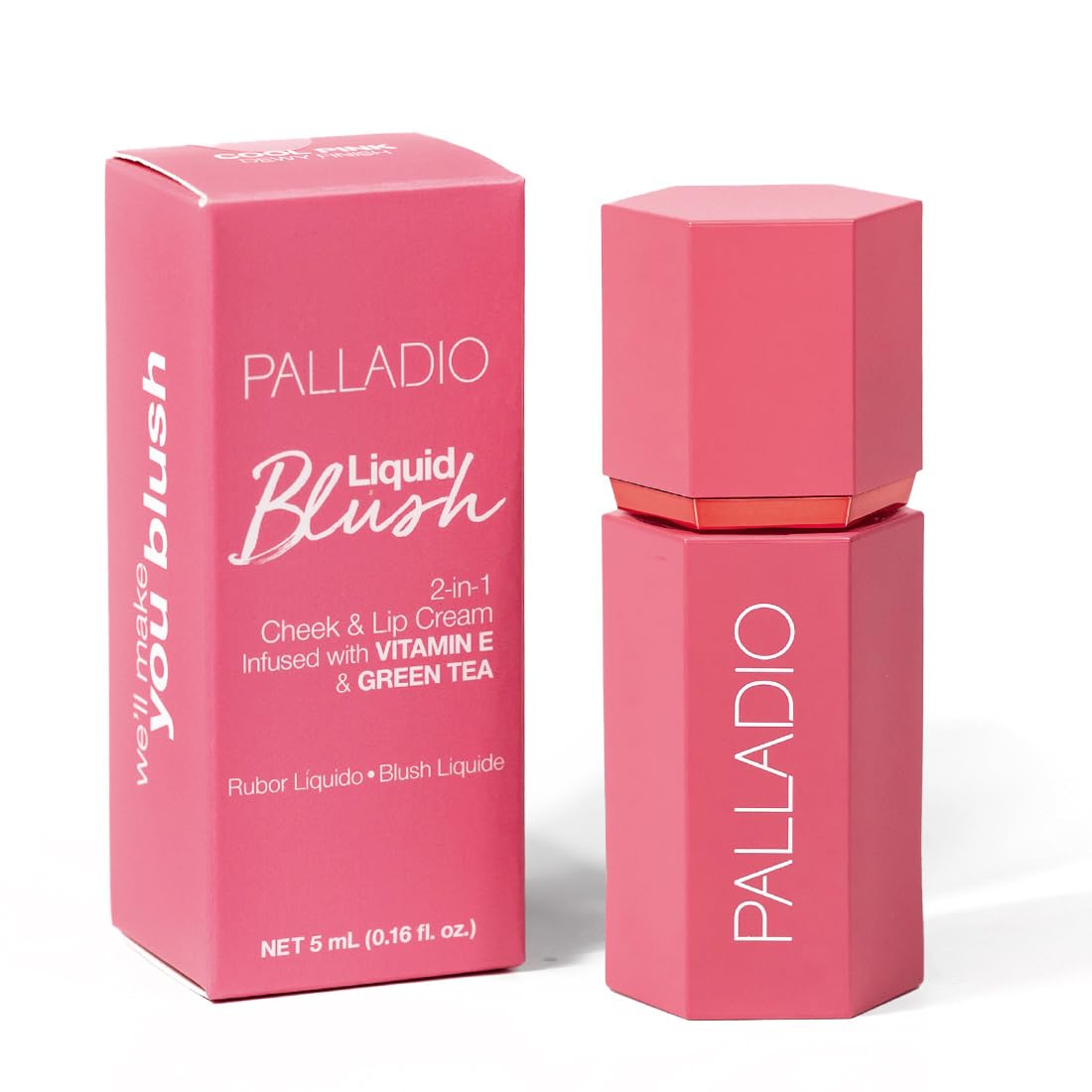 Palladio Rubor Líquido para Mejillas y Labios 2 en 1 Maquillaje, Rubor Facial, Fórmula Liviana en Crema, Resistente a Manchas, Rubor Pigmentado de Larga Duración, Acabado Radiante,Cool Pink