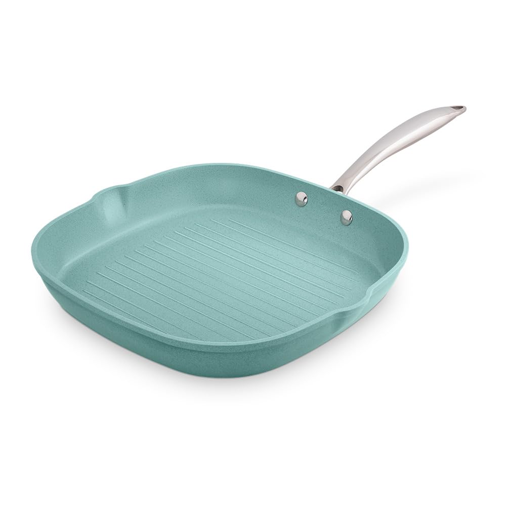 JADECOOK Bateria de Cocina JADE CHEF Plus 22 Piezas Juego de Sartenes 20 24 y 28 cm Cacerola Vaporera Pocillo Comal 36 cm Sarten Grill 6 Capas de Recubrimiento Antiadherente Ollas Cazuelas Utensilios