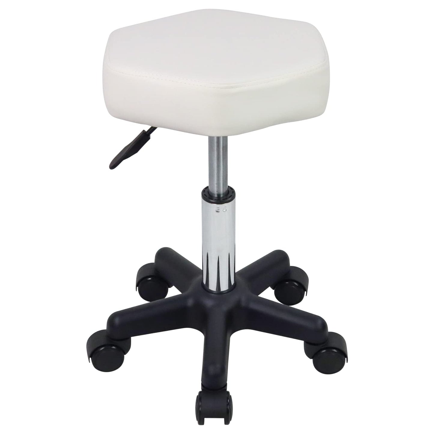 FURWOO - Taburete hexagonal con ruedas ajustable en altura con ruedas para salón de spa, masaje, color blanco
