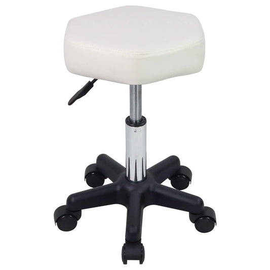 FURWOO - Taburete hexagonal con ruedas ajustable en altura con ruedas para salón de spa, masaje, color blanco