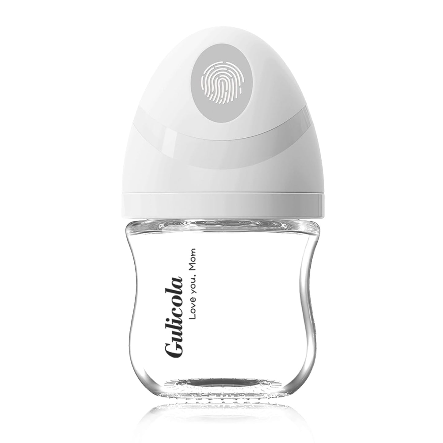 Gulicola Biberón pequeño de vidrio natural de 3 oz, tetina de flujo muy lento, paquete de 1, blanco