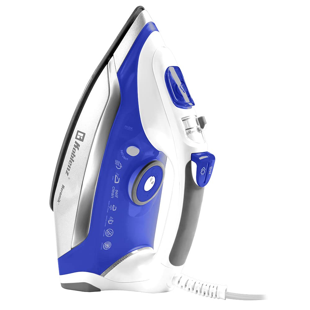 Plancha de Vapor Koblenz Azul Plata con Suela Cerámica y Antisarro de 1800W