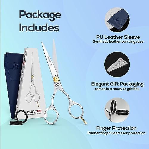 Tijeras de corte de pelo Suvorna de 5,5" para profesionales, barberos y peluqueros - Tijeras de pelo para cortar y recortar - Tijeras de pelo de mano derecha para hombres y mujeres.