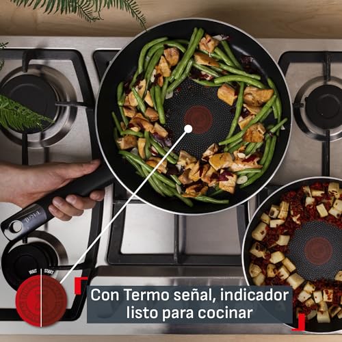 Juego de Sartenes T-fal Negro Hard Titanium Plus con Anti-Adherente Resistente