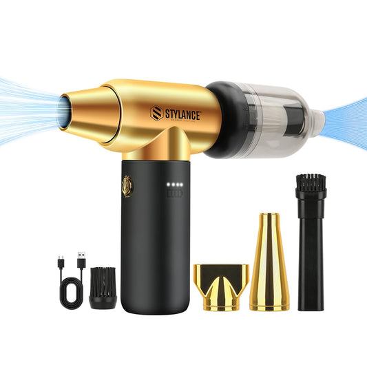Plumero de aire comprimido, soplador de barbero, plumero eléctrico, mini soplador de aire portátil Jet Dry de 3 engranajes, aspiradora inalámbrica, para PC, oficina, salón, ventilador, portátil