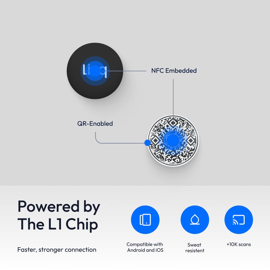 Linq Tap - Tecnología NFC Tap - Añade a tu teléfono para compartir información de contacto, redes sociales, sitios web y mucho más. (Blanco)