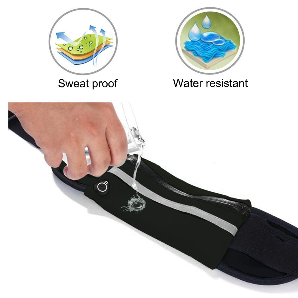 Jasonwell Cangurera Deportiva Impermeable Negra Original para Correr Cangurera Sport Running Invisible para Hombre y Mujer Cinturon Ajustable Ejercicio Riñonera para Running Gimnasio Ciclismo Escalar
