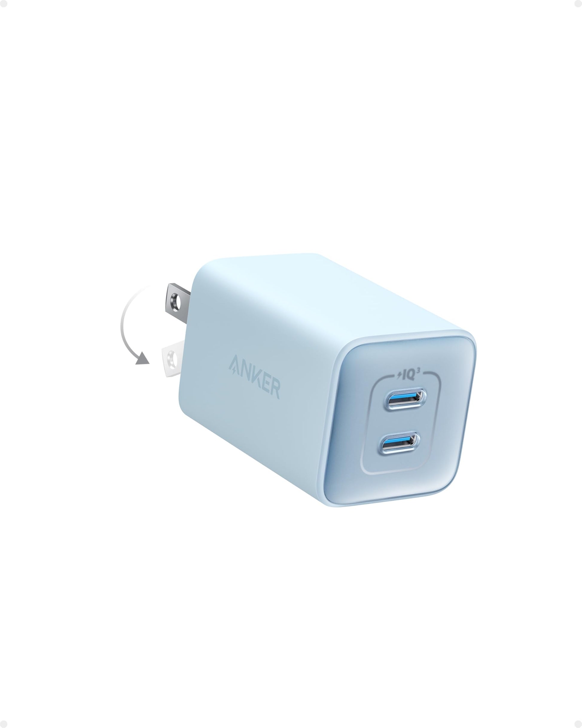 Anker Cargador USB-C 47 W, Cargador 523 (Nano 3), Cargador rápido GAN Compacto de 2 Puertos para iPhone 14/14 Plus/14 Pro/14 Pro Max/13, Galaxy, Pixel 4/3, iPad/iPad Mini (Cable no Incluido)