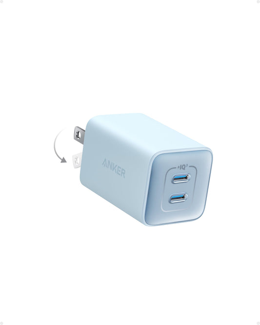 Anker Cargador USB-C 47 W, Cargador 523 (Nano 3), Cargador rápido GAN Compacto de 2 Puertos para iPhone 14/14 Plus/14 Pro/14 Pro Max/13, Galaxy, Pixel 4/3, iPad/iPad Mini (Cable no Incluido)
