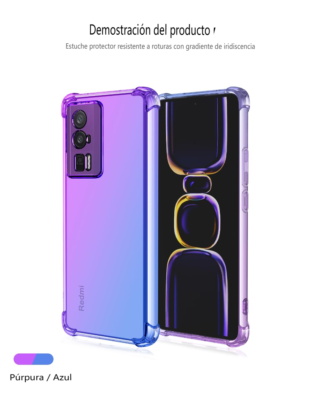 DABUNA Funda para Mi Xiaomi Poco F5 Pro Case Uso Rudo,Transparente Colores Degradados Protectora de Cámara Anticaída Carcasa Bumper(Púrpura Azul)