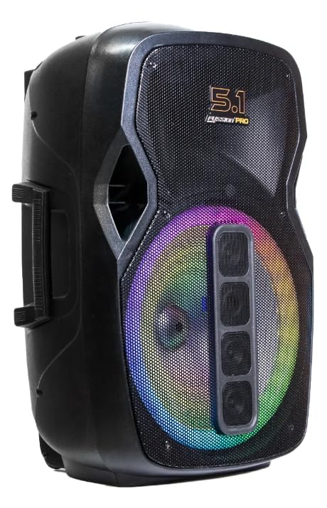 Bocina FUSSION ACUSTIC Azul 15 Pulgadas Recargable con Bluetooth y Luz LED Circular