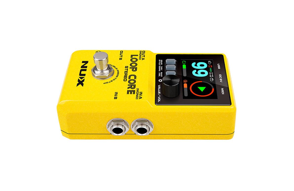 Pedal de Sonido de Guitarra NUX Loop Core Amarillo con Grabación de 6 Horas y Control MIDI