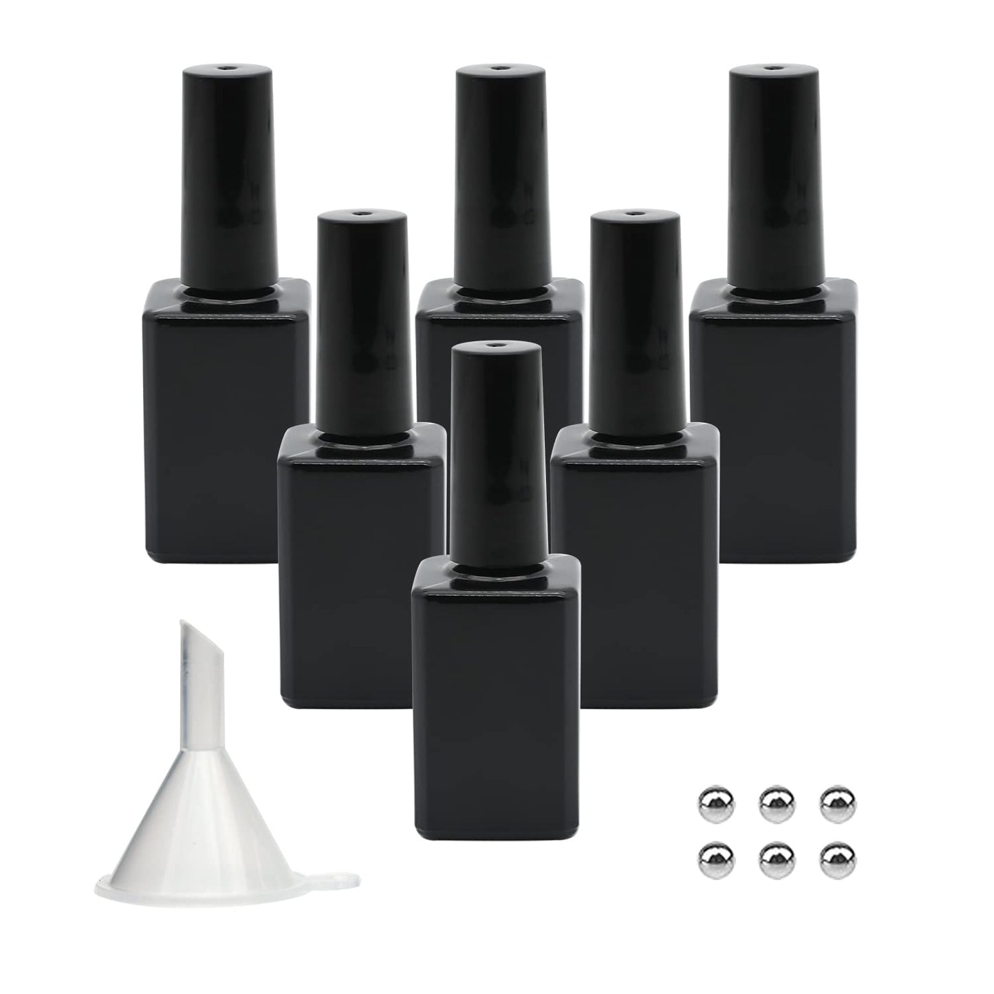 Agidea Botellas de esmalte de uñas vacías con tapa de cepillo, 15 ml,