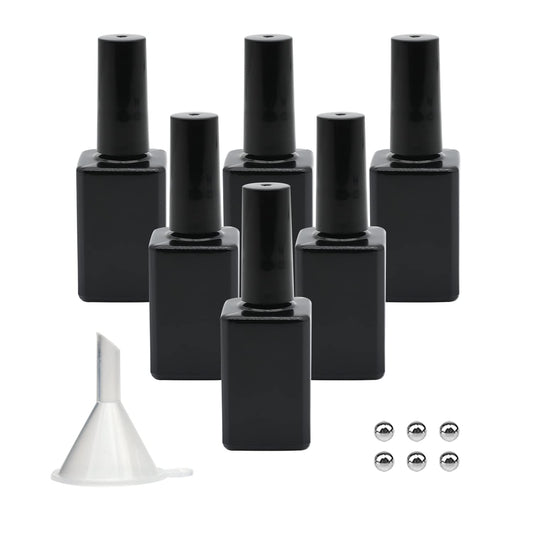 Agidea Botellas de esmalte de uñas vacías con tapa de cepillo, 15 ml,