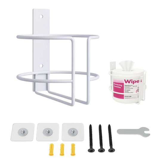 Soporte y dispensador de toallitas para montaje en pared, organizador de baño y cocina a prueba de óxido con calcomanía o tornillos 3M, apto para toallitas Clorox, Lysol, bebé y mascotas, estante de