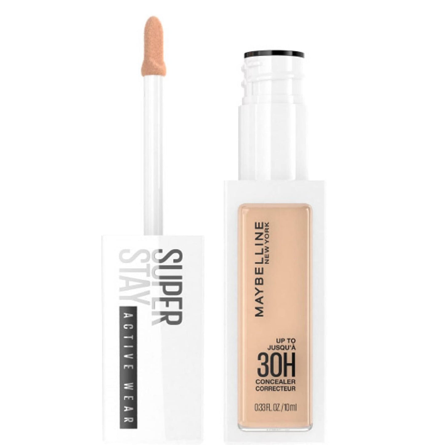 Maybelline Corrector facial que ofrece un acabado natural de larga duración, Active Wear corrector 30H, Tono 20, 10ml