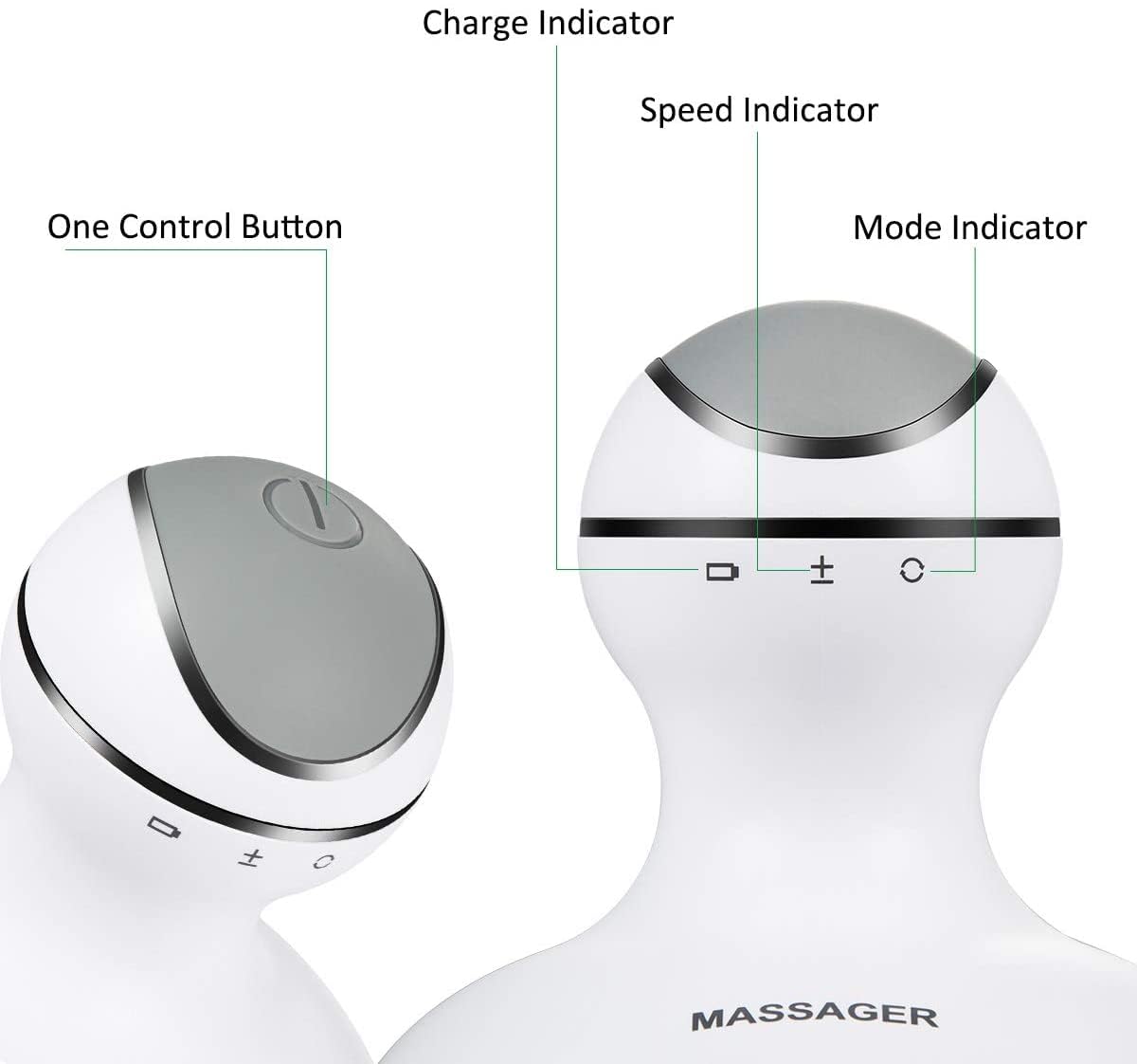 LATME Masajeador de cuero cabelludo eléctrico con 4 cabezales de masaje de repuesto, rascador de cabeza portátil con nodos de amasado de tejido, regalo idea de liberación de estrés masajeador para músculos, hombro y pantorrilla