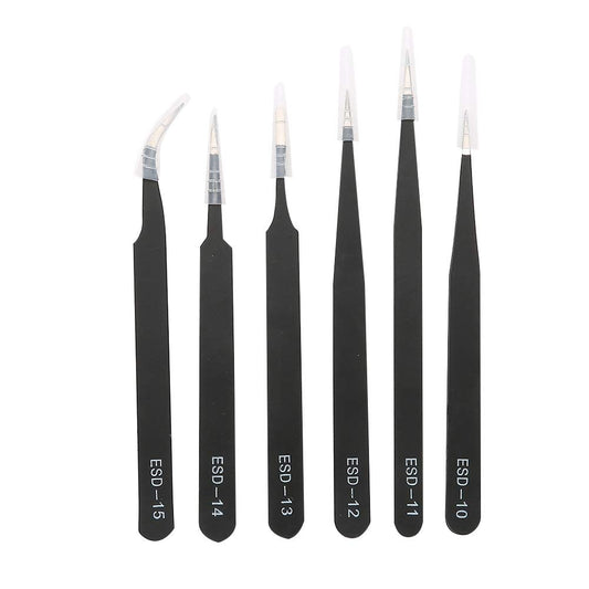 Pinzas de Precisión Acero Inoxidable 6 Piezas para Manualidades, Joyería y Electrónica