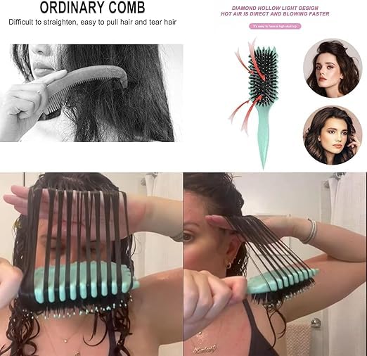 Cepillo Para Cabello Rizado Para Mujeres,Peine para peinar el cabello rizado,Cepillo Definidor De Rizos Bounce Curl para desenredar fácilmente el cabello rizado Cepillo, Aplicable al cabello rizado y similar a la ola (Morado)