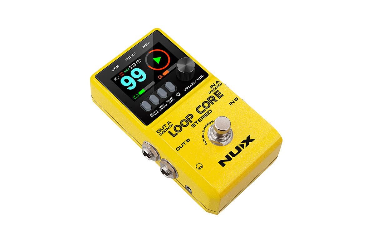 Pedal de Sonido de Guitarra NUX Loop Core Amarillo con Grabación de 6 Horas y Control MIDI