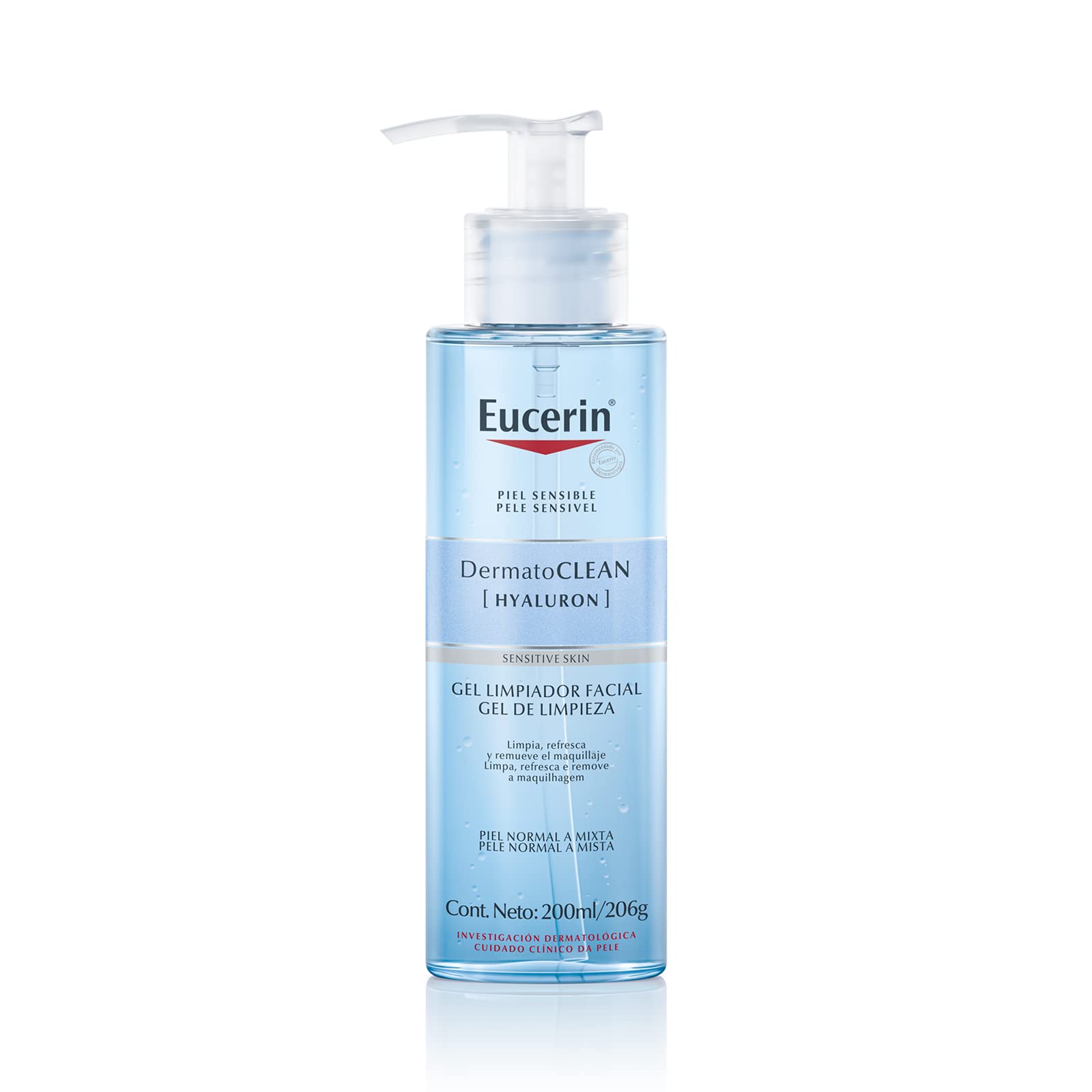 Eucerin Protector solar facial efecto mate toque seco Oil Control, 50 ml + Gel Limpiador Facial DermatoClean para piel normal a mixta, 200ml, empaque puede variar
