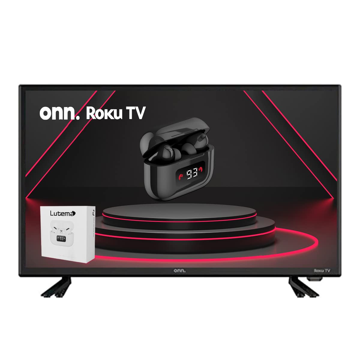 Televisión LED ONN 24 Pulgadas HD Smart Roku con Alexa y Google Assistant Reacondicionado