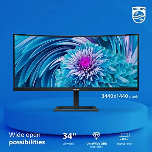 Monitor Curvo Philips Negro QHD UltraWide con Carga USB-C y Altura Ajustable