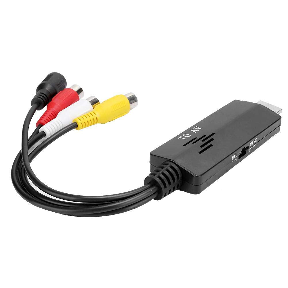 Hakeeta HDMI a AV Adaptador de convertidor de Video de Alta definición Cable Macho a Hembra Convertidor de Cable RCA, Adecuado para TV, VHS, VCR, Grabador de DVD (Negro).